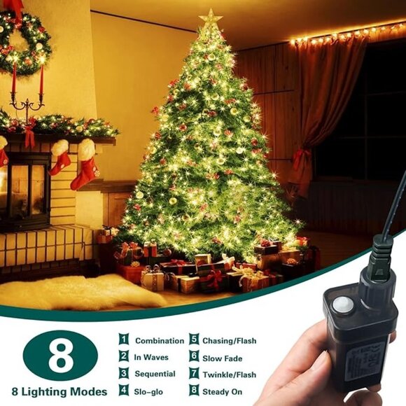Christmas Tree Lights with Ring, 400 Led Warm Yellow s Indoor, 6.6ftx16 Lines Ca - Picture 4 of 5